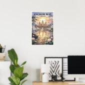 Angkor Wat Cambodja Reis Vintage Poster (Thuiskantoor)