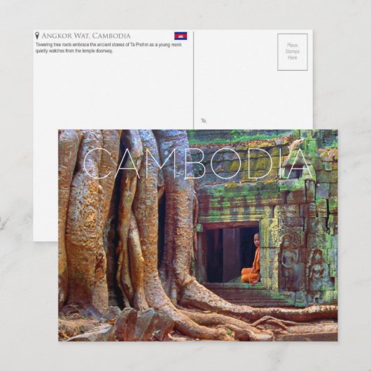 Angkor Wat, Cambodja Reisansichtkaart Briefkaart (Voorkant / Achterkant)