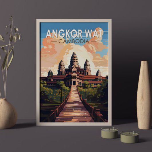 Angkor Wat Cambodja Reizen Kunst Vintage Poster