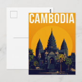 Angkor Wat Cambodja Retro Briefkaart (Voorkant / Achterkant)