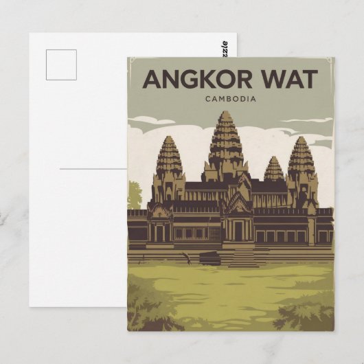 Angkor Wat Cambodja schilderij Briefkaart (Voorkant / Achterkant)