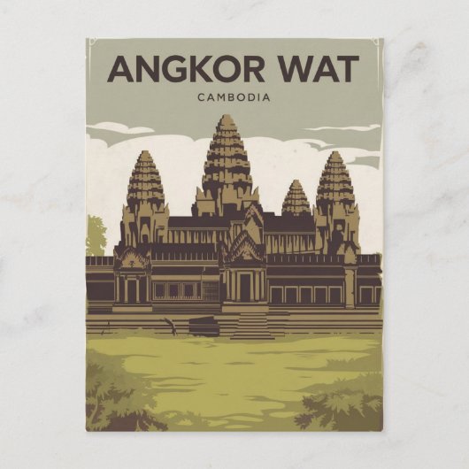 Angkor Wat Cambodja schilderij Briefkaart (Voorkant)