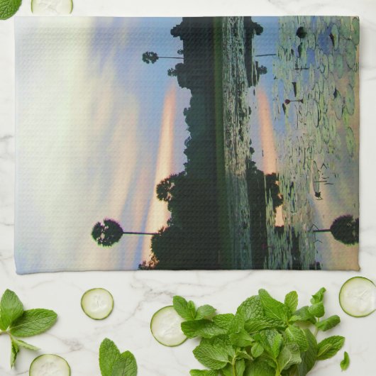 Angkor Wat, Cambodja Sunrise Reflection Theedoek (Gevouwen)