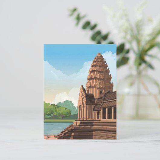 Angkor Wat Cambodja Tekening Briefkaart (Staand voorkant)