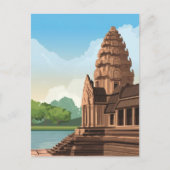 Angkor Wat Cambodja Tekening Briefkaart (Voorkant)