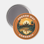Angkor Wat Cambodja Travel Art Badge Magneet (Voorkant / Achterkant)