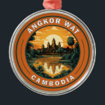 Angkor Wat Cambodja Travel Art Badge Metalen Ornament<br><div class="desc">Angkor Wat vectorillustraties. Angkor Wat is een tempelcomplex in Cambodja dat door Guinness World Records wordt beschouwd als 's werelds grootste religieuze structuur. Het ligt in de oude Khmer-hoofdstad Angkor,  in het noorden van Cambodja.</div>