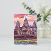 Angkor Wat Cambodja Waterverf Schilderij Briefkaart (Staand voorkant)