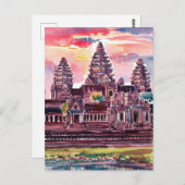 Angkor Wat Cambodja Waterverf Schilderij Briefkaart (Voorkant / Achterkant)