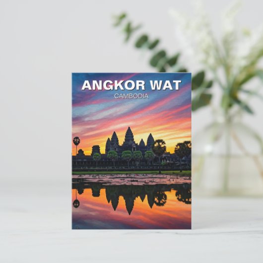 Angkor Wat Cambodja Zonsondergang Briefkaart (Staand voorkant)