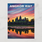 Angkor Wat Cambodja Zonsondergang Briefkaart (Voorkant)