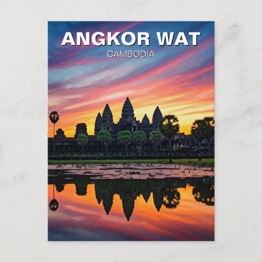 Angkor Wat Cambodja Zonsondergang Briefkaart (Voorkant)