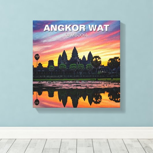 Angkor Wat Cambodja Zonsondergang Canvas Afdruk (Insitu (Houten vloer))