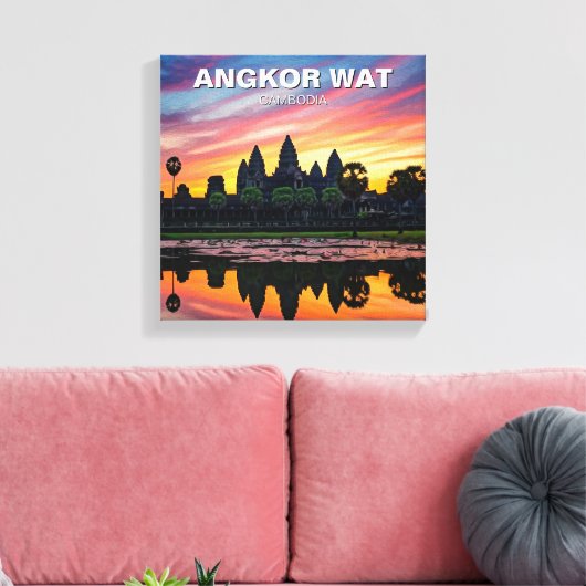 Angkor Wat Cambodja Zonsondergang Canvas Afdruk (Insitu (Woonkamer))