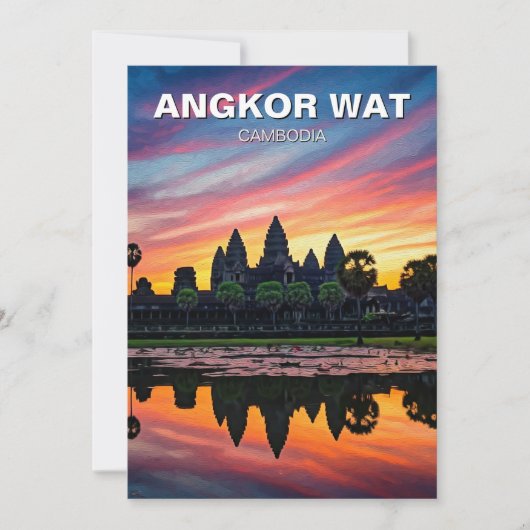 Angkor Wat Cambodja Zonsondergang Feestdagenkaart (Voorkant)