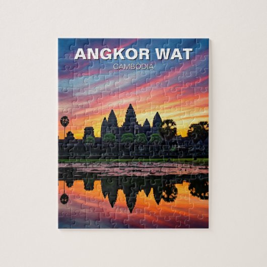 Angkor Wat Cambodja Zonsondergang Legpuzzel (Verticaal)