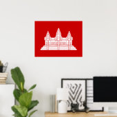 Angkor Wat Cambodjaanse / Khmer vlag Poster (Thuiskantoor)