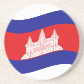 Angkor Wat Cambodjaanse Vlag Golft Zandsteen Onderzetter (Voorkant)