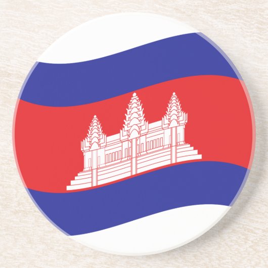Angkor Wat Cambodjaanse Vlag Golft Zandsteen Onderzetter (Voorkant)
