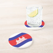 Angkor Wat Cambodjaanse Vlag Golft Zandsteen Onderzetter (Zijkant)