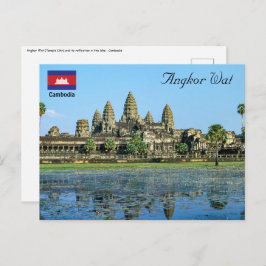 Angkor Wat en reflectie in het meer - Cambodja Briefkaart