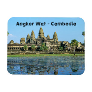Angkor Wat en reflectie in het meer - Cambodja Magneet
