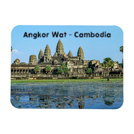 Angkor Wat en reflectie in het meer - Cambodja Magneet (Horizontaal)