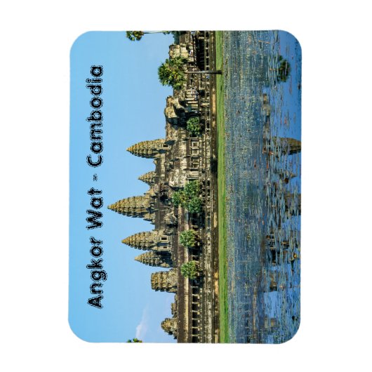 Angkor Wat en reflectie in het meer - Cambodja Magneet (Verticaal)