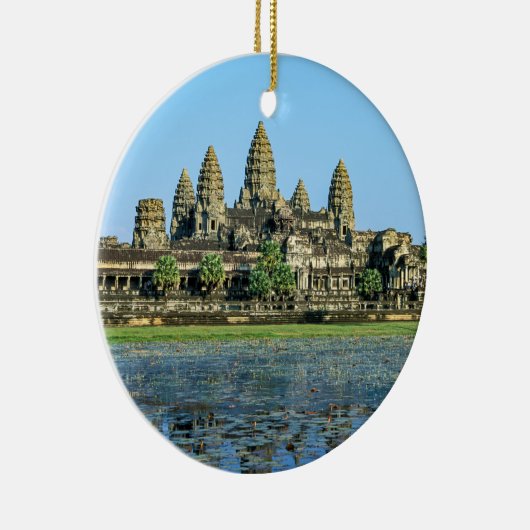 Angkor Wat en weerspiegeling in het meer - Cambodj Keramisch Ornament (Rechts)