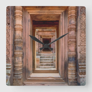Angkor Wat Entryway, Cambodja Vierkante Klok