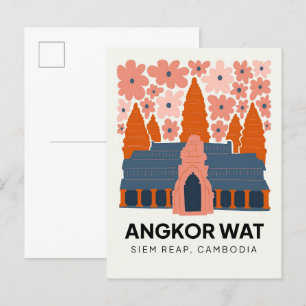 Angkor Wat Siem Reap Cambodja reizen bloemen Briefkaart