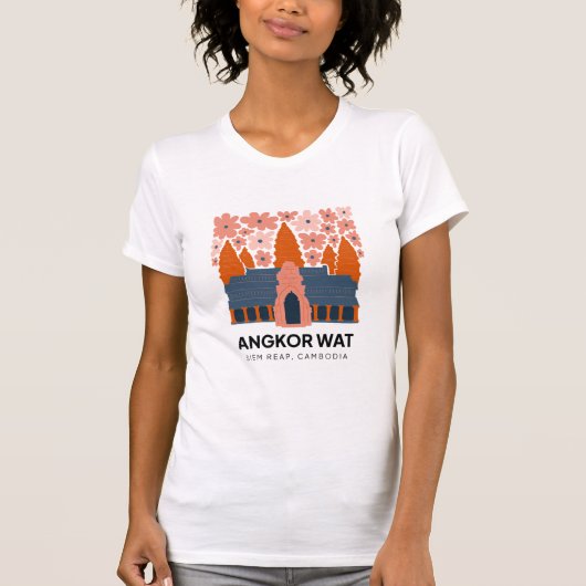 Angkor Wat Siem Reap Cambodja reizen bloemen T-shirt (Voorkant)