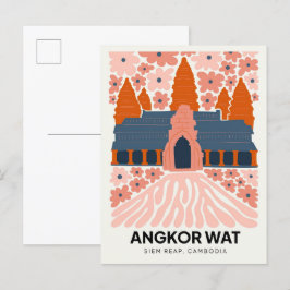 Angkor Wat Siem Reap Cambodja reizen bloemenkunst Briefkaart