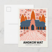 Angkor Wat Siem Reap Cambodja reizen bloemenkunst Briefkaart (Voorkant / Achterkant)