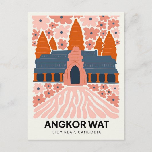 Angkor Wat Siem Reap Cambodja reizen bloemenkunst Briefkaart (Voorkant)