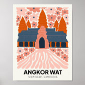 Angkor Wat Siem Reap Cambodja reizen bloemenkunst Poster (Voorkant)
