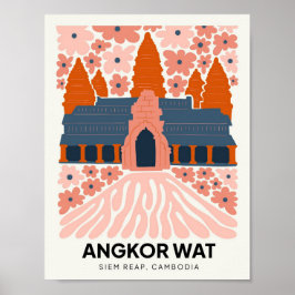 Angkor Wat Siem Reap Cambodja reizen bloemenkunst Poster