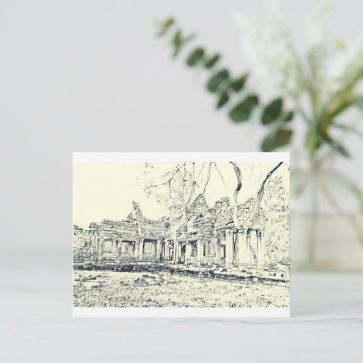 Angkor Wat Sketch Briefkaart (Staand voorkant)