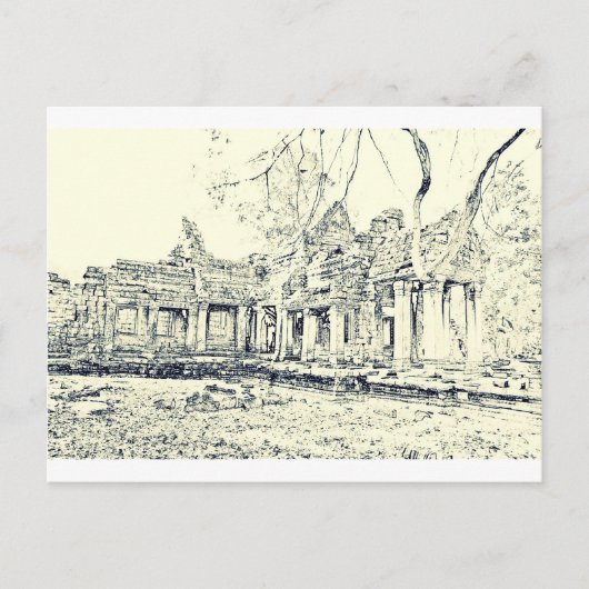 Angkor Wat Sketch Briefkaart (Voorkant)
