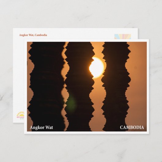 Angkor Wat Sunrise – Art Travel Postcard Feestdagenkaart (Voorkant / Achterkant)