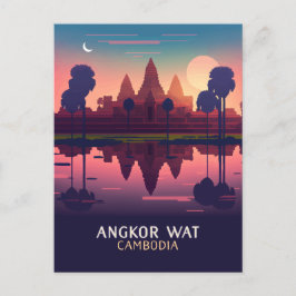 Angkor Wat Sunrise Cambodia Siem Reap Retro Briefkaart