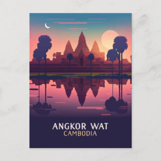 Angkor Wat Sunrise Cambodia Siem Reap Retro Briefkaart