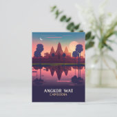 Angkor Wat Sunrise Cambodia Siem Reap Retro Briefkaart (Staand voorkant)