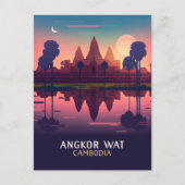 Angkor Wat Sunrise Cambodia Siem Reap Retro Briefkaart (Voorkant)