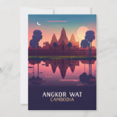 Angkor Wat Sunrise Cambodia Siem Reap Retro Kaart (Voorkant)