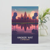 Angkor Wat Sunrise Cambodia Siem Reap Retro Kaart (Staand voorkant)