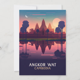 Angkor Wat Sunrise Cambodia Siem Reap Retro Kaart