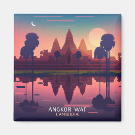 Angkor Wat Sunrise Cambodia Siem Reap Retro Magneet