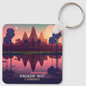 Angkor Wat Sunrise Cambodia Siem Reap Retro Sleutelhanger (Achterkant)