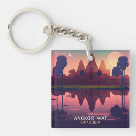 Angkor Wat Sunrise Cambodia Siem Reap Retro Sleutelhanger